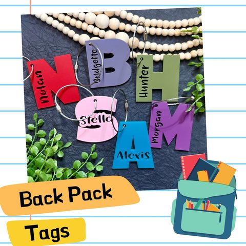 Colorful Mixed Acrylic Personalized Backpack Name Tags